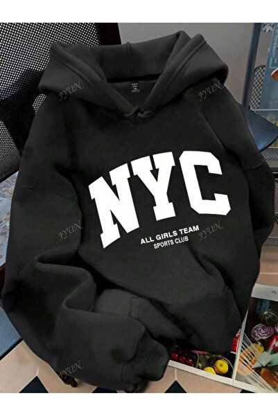 Framgan Unisex Y2k Erkek/Kadın NYC Baskılı Kapüşonlu Pamuklu Sweatshirt hoodie