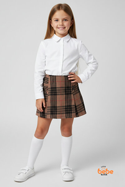 Trend Bebe Butik Kız Çocuk Kaşkorşe Ekoseli Şort Etek – Okul & Günlük Giyim R...