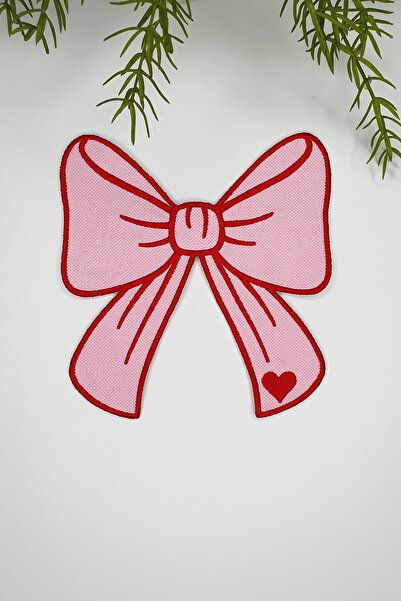 decofav Χαρτοπετσέτα κοκτέιλ σε σχήμα κορδέλας ροζ ύφασμα με κόκκινο κέντημα ...