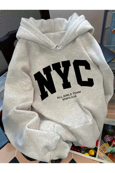 Framgan Unisex Y2k Erkek/Kadın NYC Baskılı Kapüşonlu Pamuklu Sweatshirt hoodie