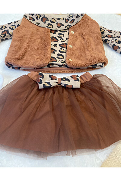 EBRU ÖZÖRGÜCÜ Girl's Leopard Skirt Suit