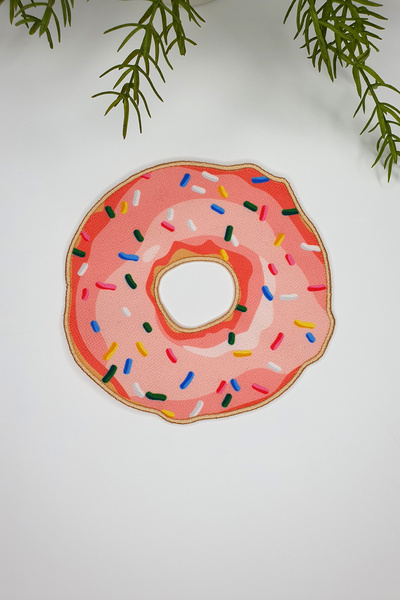 decofav Șervețel de cocktail din țesătură brodată roz în formă de gogoșă 1 bu...