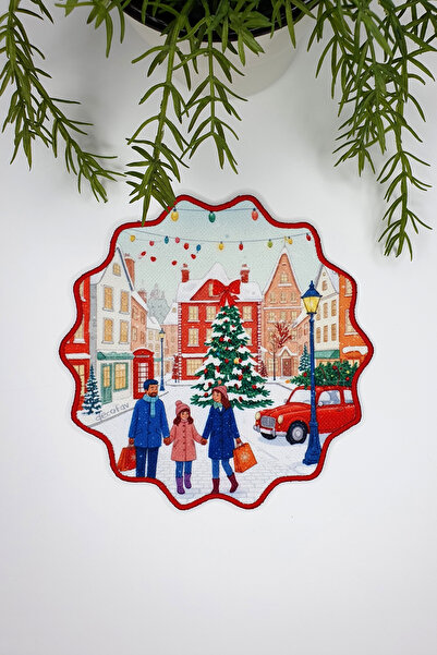 decofav Șervețel de cocktail brodat cu tematică pentru cumpărături de Anul No...