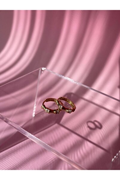 SİMİ TAKI VIP Kemik Model Taşlı Küpe (15mm)