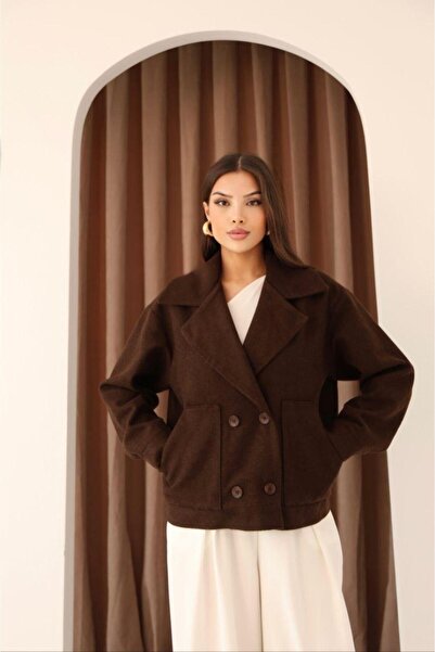 polle Palton scurt maro pentru femei