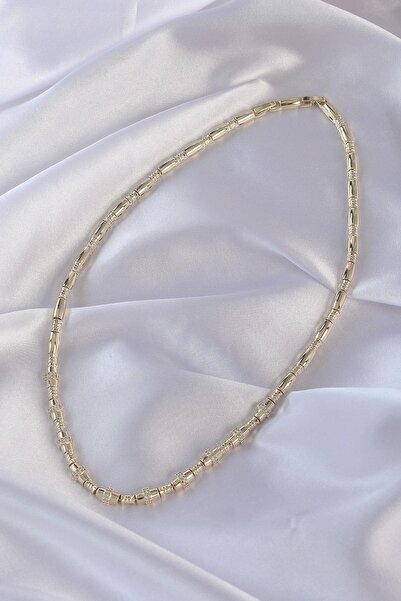 Inure Jewelry Vip Series Brass Gold Color Zircon Stone Detailed Serenay Necklace