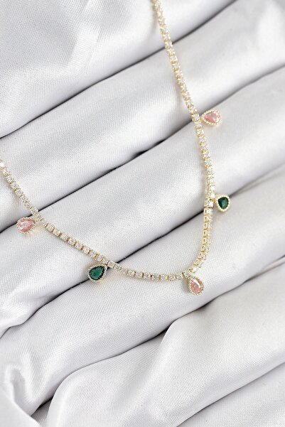 Inure Jewelry قلادة نسائية من النحاس الأصفر مرصعة بحجر الزركون على شكل قطرة م...