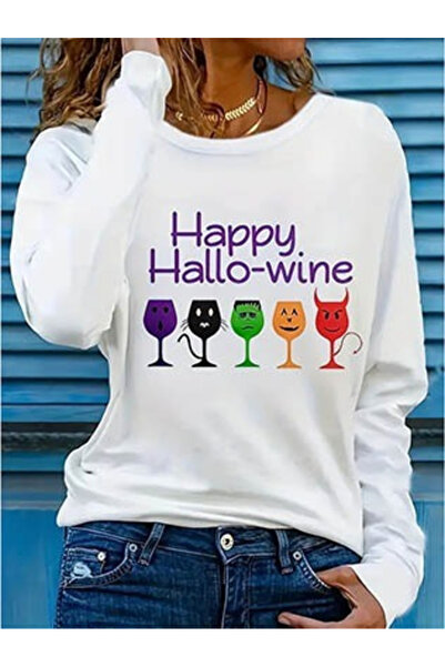 Femella Women Fashion Bluză de damă cu mânecă lungă și decolteu cu imprimeu d...