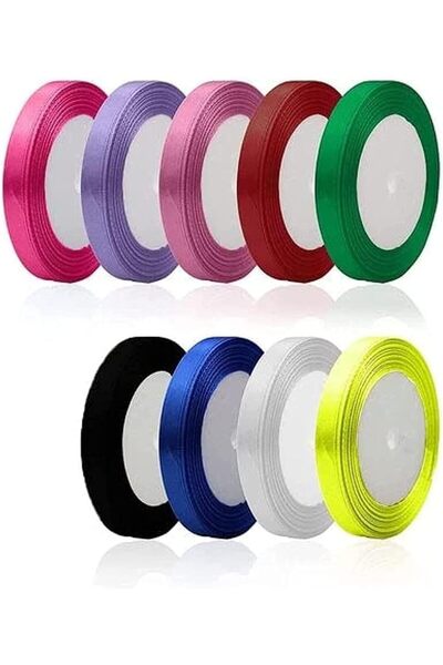 Generic Satin Ribbon Roll Set of 9 Pieces, 1/2 Inch Wide, Solid Colors Silk Satin Ribbon for Gift Wrapping,
