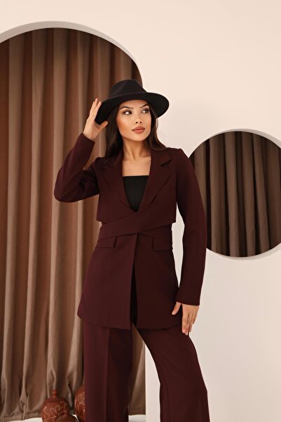 polle Set de pantaloni și jachetă blazer cu curea încrucișată în față pentru ...