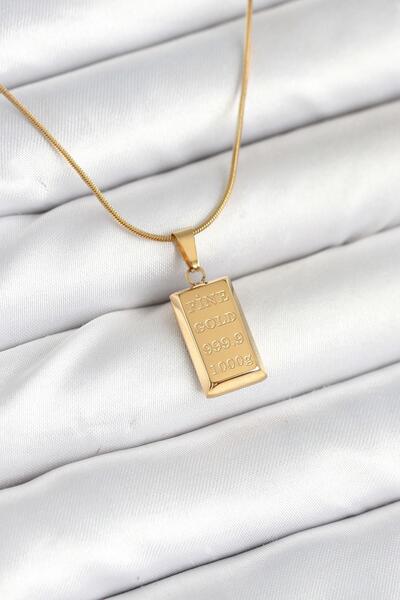 Inure Jewelry قلادة من الفولاذ 316L بلون الذهب على شكل سبيكة ذهبية