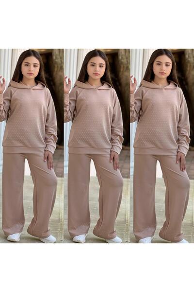 KOKOŞ BEBEK Stone Detailed Hooded Girls' Tracksuit Set – Age 6/16 (31494)