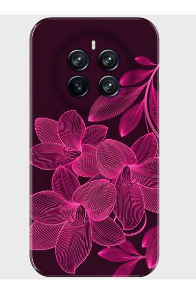 realme 12 Pro Uyumlu Kılıf Kamera Korumalı Baskılı Silikon Kapak Kırmızı Çiçek