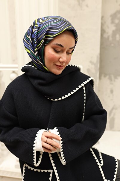 Silk Home Eșarfă din mătase Tivil cu model geometric argintiu, negru mătase, ...