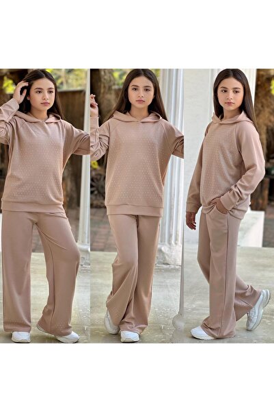 KOKOŞ BEBEK Stone Detailed Hooded Girls' Tracksuit Set – Age 6/16 (31494)