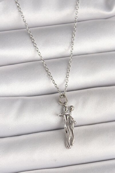 Inure Jewelry 316L الصلب الفضة اللون سلسلة المعانقة نموذج قلادة المرأة