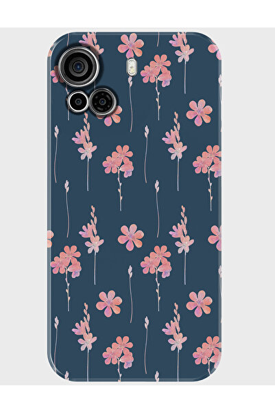 Duadan Casper Via F30 Plus Kılıf Baskılı Silikon ve Telefon Tutucu - mavipembeçiçek