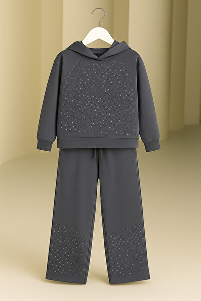 KOKOŞ BEBEK Stone Detailed Hooded Girls' Tracksuit Set – Age 6/16 (31494)