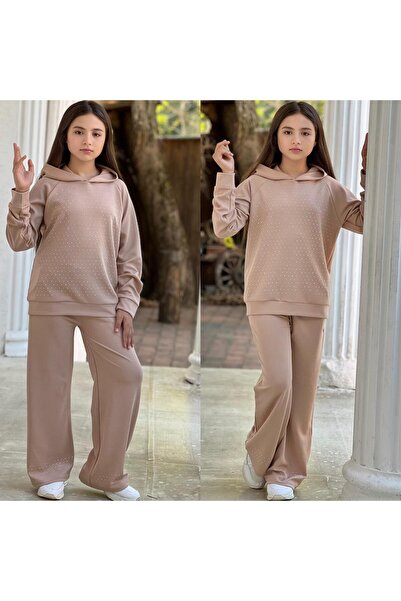 KOKOŞ BEBEK Stone Detailed Hooded Girls' Tracksuit Set – Age 6/16 (31494)