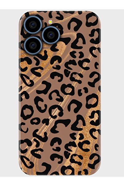 omix X6 Uyumlu Kılıf Baskılı Silikon Kapak ve Telefon Tutucu - leopar