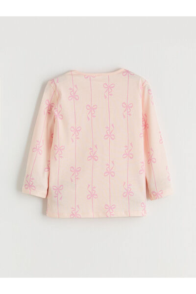 LC Waikiki Peak Yeni Sezon Bisiklet Yaka Fiyonk Baskılı Kız Çocuk Pijama Takımı