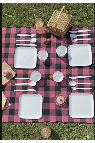 Hane216 20 Parça Piknik Seti 4 Kişilik Piknik Seti-Piknik Sepeti Seti-Bardak ...