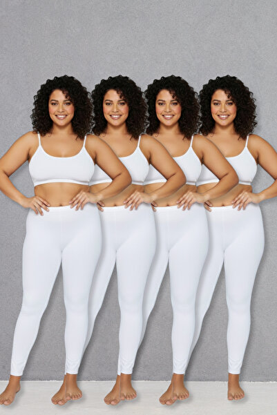 Lantliv 4 bucăți de mărime mare, 100% bumbac, colanți lungi din bumbac pieptănat, colanți lungi, colanți de mărime mare, colanți din bumbac