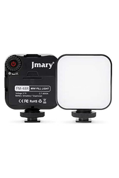 Jmary ضوء تعبئة فيديو محمول صغير FM-48 باللون الأسود
