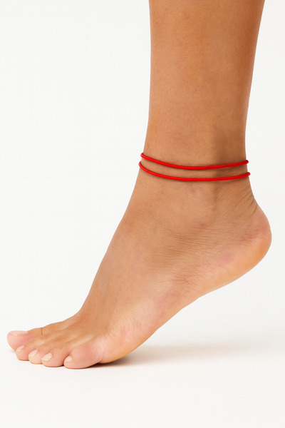 Femenino 2’li Kırmızı Ayarlanabilir İp Halhal Seti