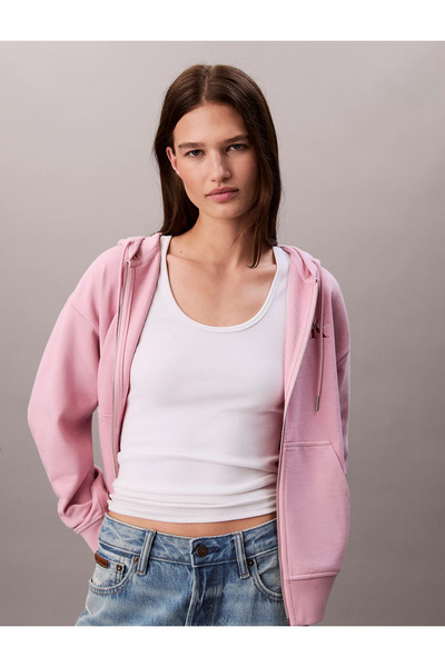 Calvin Klein Kadın Kapşonlu Yaka Fermuarlı Uzun Kollu Pembe Ceket LV047B270G-TE0