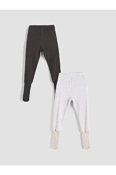 LC Waikiki Gri Beli Lastikli Çoraplı Erkek Bebek Pijama Alt 2'li