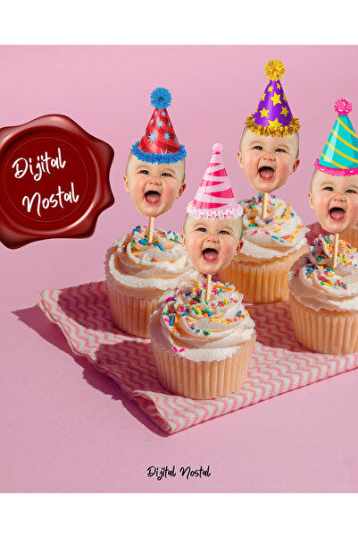 Dijital Nostal Kişiye Özel Cupcake Pasta Dekor Süslemesi 10 Adet Doğum Günü I Bride I Bekarlığa Veda I Etkinlik Süs