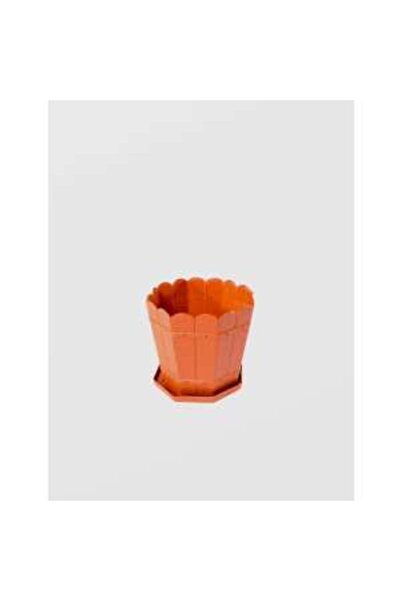 sterk Ghiveci de flori vintage cu tavă, plastic, maro, 2927 cm