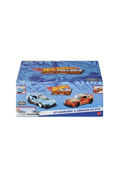 mattel Hot Wheels Set 2 Masinute Metalice Pull Back Gt-Scorcher Si Porsche 911 Gt3 1:43