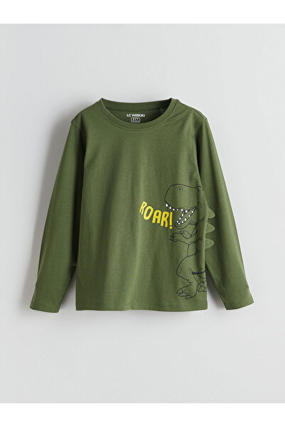 LC Waikiki LCW Kids Bisiklet Yaka Dinozor Baskılı Erkek Çocuk Pijama Takımı (W5)
