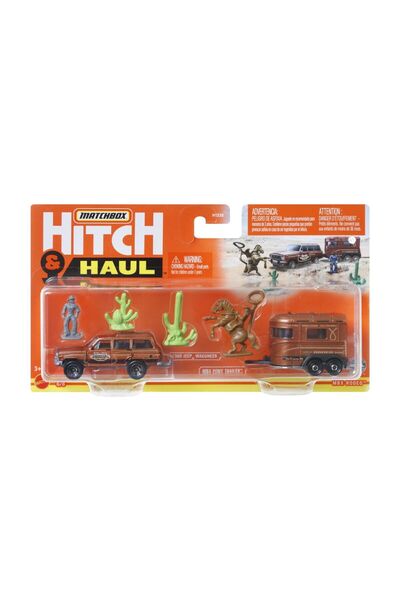 Matchbox HITCH&HAUL SET 2 VEHICULE MBX RODEO 1988 JEEP WAGONEER MBX PONY TRAILER SCARA 1:64