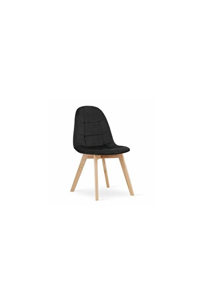 Mercaton Καρέκλα Κουζίνας/Σαλονιού Bora Velvet Wood Μαύρο 44,5x54x81,5 εκ.