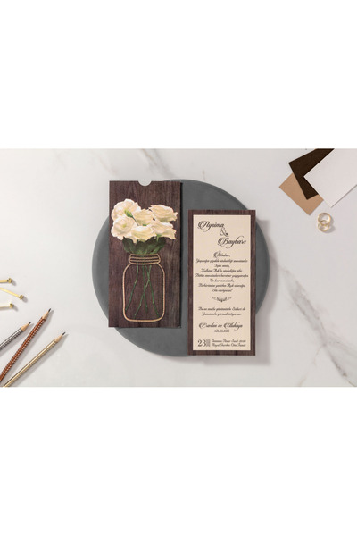 İklim Düğün Davetiyesi / Nişan Davetiyesi / Nikah Davetiyesi / (50 Adet) Baskı Hariç Davetiye 10526