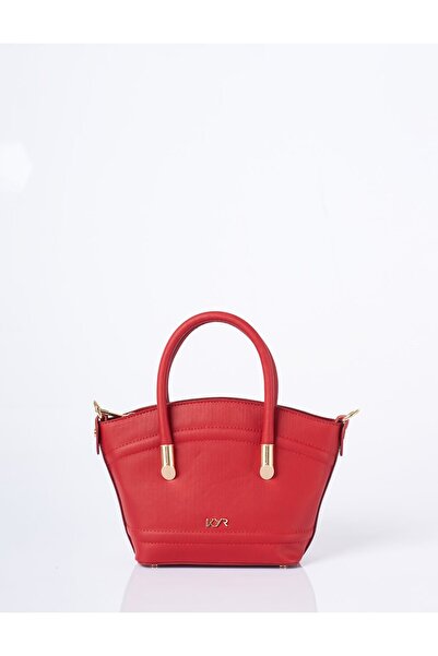 KYR Τσάντα Tote από συνθετικό δέρμα με χρυσή λεπτομέρεια κόκκινο