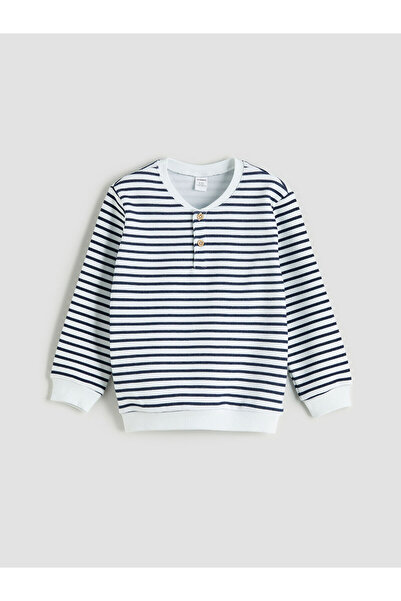 LC Waikiki Swea pentru băieți cu guler rotund dungi bleumarin tricou