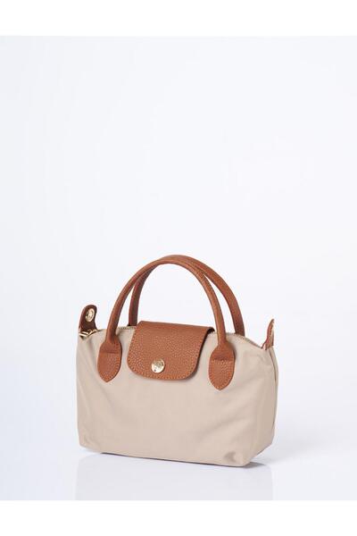 Kayra Medium Size Fabric Shoulder Bag with Snap Detail Stone