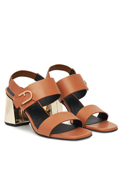 FURLA Γυναικεία Σανδάλια καφέ FURLA-YJ42HIC A.0203 3911S BRANDY+COLOR ORO LIGHT