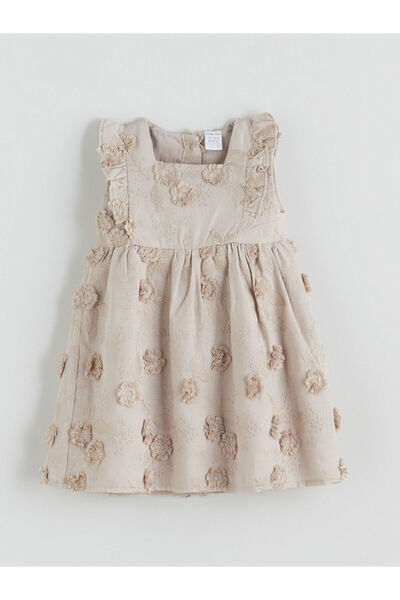 LC Waikiki Peak Yeni Sezon Kare Yaka Çiçekli Kız Bebek Elbise