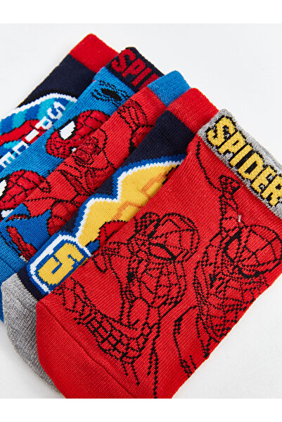 LC Waikiki Момчешки чорапи с принт на Спайдър-Мен, пакет от 5 броя