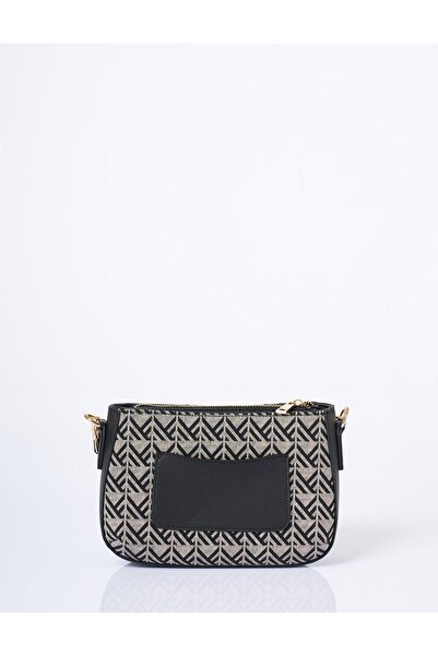 Kayra Monogram Desen Hobo Çanta Siyah