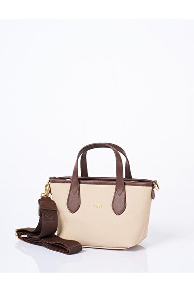 Kayra Textured Thick Strap Tote Bag Mink