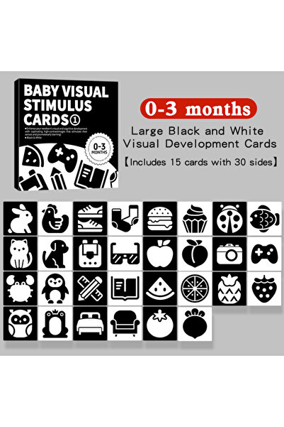 Choice 0-3 561 بطاقة رؤية كبيرة الحجم مونتيسوري للأطفال من عمر 0-12 شهرًا، أب...