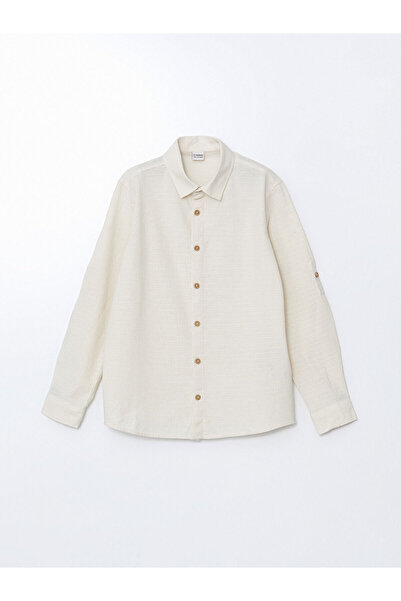 LC Waikiki Cămașă pentru băiat cu mânecă lungă LCW Kids Ecru