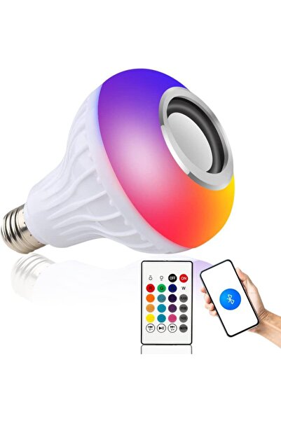 Generic مصباح إضاءة ذكي RGB مزود بمكبر صوت لاسلكي يعمل بتقنية البلوتوث مع جهاز تحكم عن بعد للمنزل والحفلات