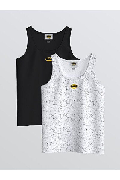 LC Waikiki Bedrucktes Herren-Unterhemd mit Rundhalsausschnitt, 2er-Pack